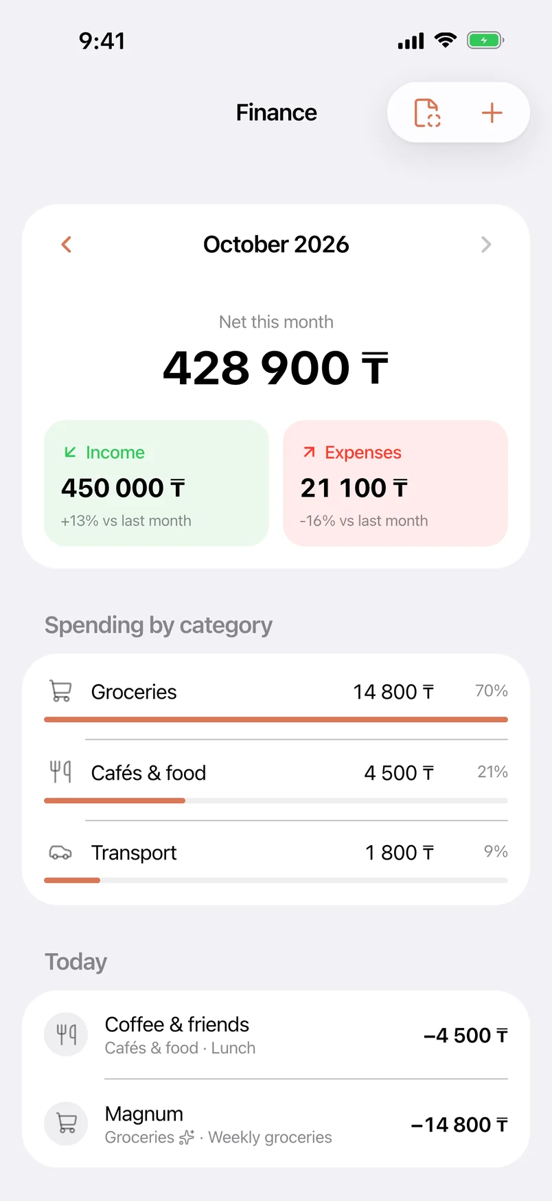 Finance in Qolqanat: monthly income, spending and categories